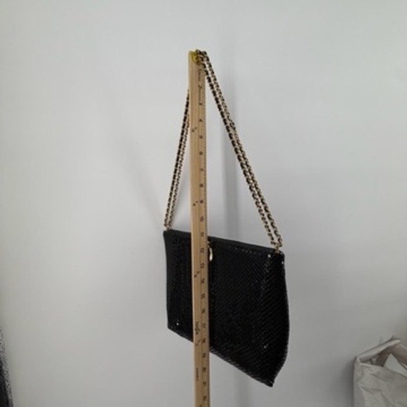 Whiting and Davis Black Mesh Evening‎ Shoulder Bag Gold Chain Clasp - Picture 10 of 10